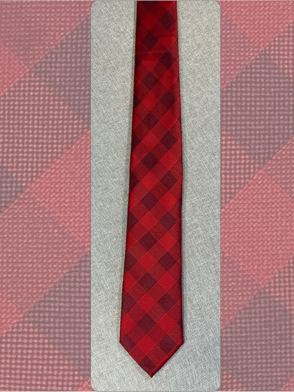 Nautica Red Plaid Skinny Tie